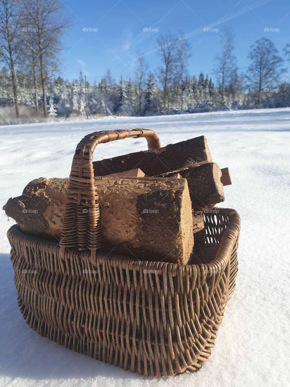 An old basket of fire wood
