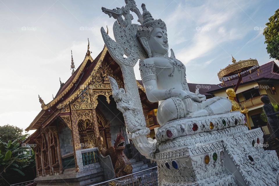 Lovely white Buddha in Chiang Mai, Thailand 