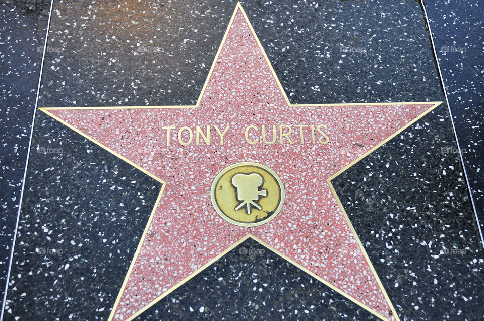 Hollywood walk of fame. Hollywood California. Actor Tony Curtis's star.