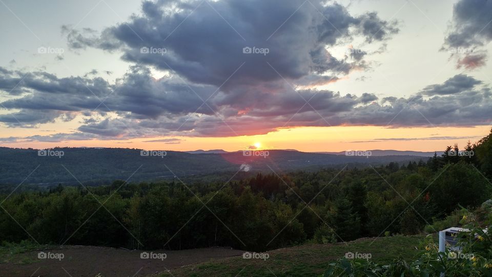 sunset over the river valley