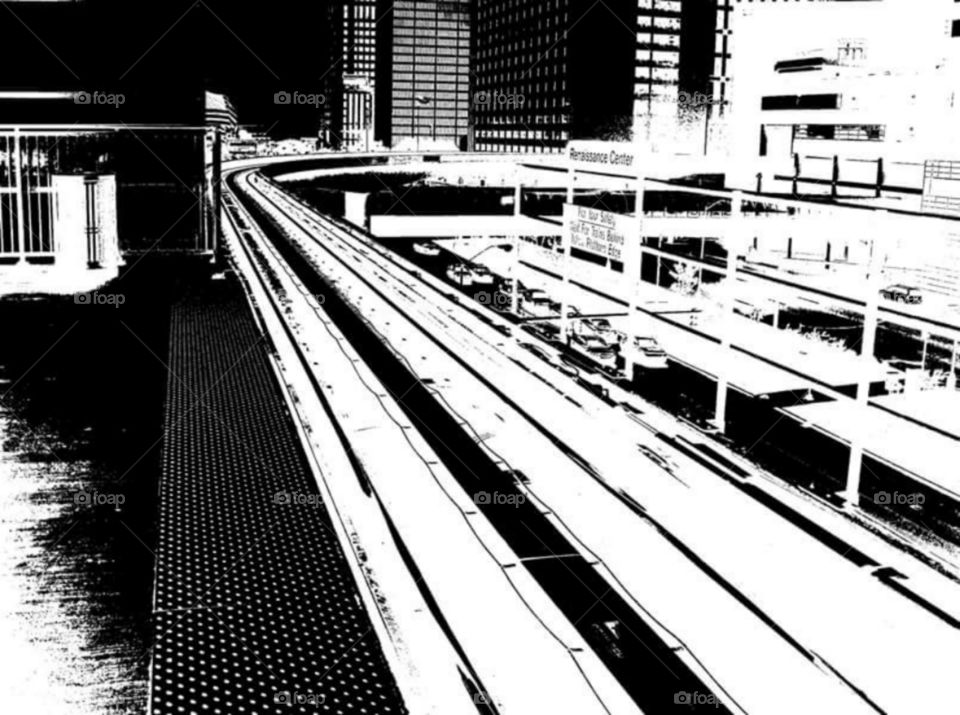 around the corner. the people mover rails in Detroits intercity