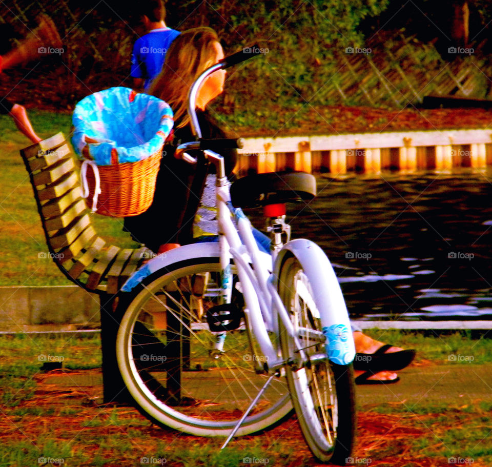 Woman and bicycle. Woman and bicycle 