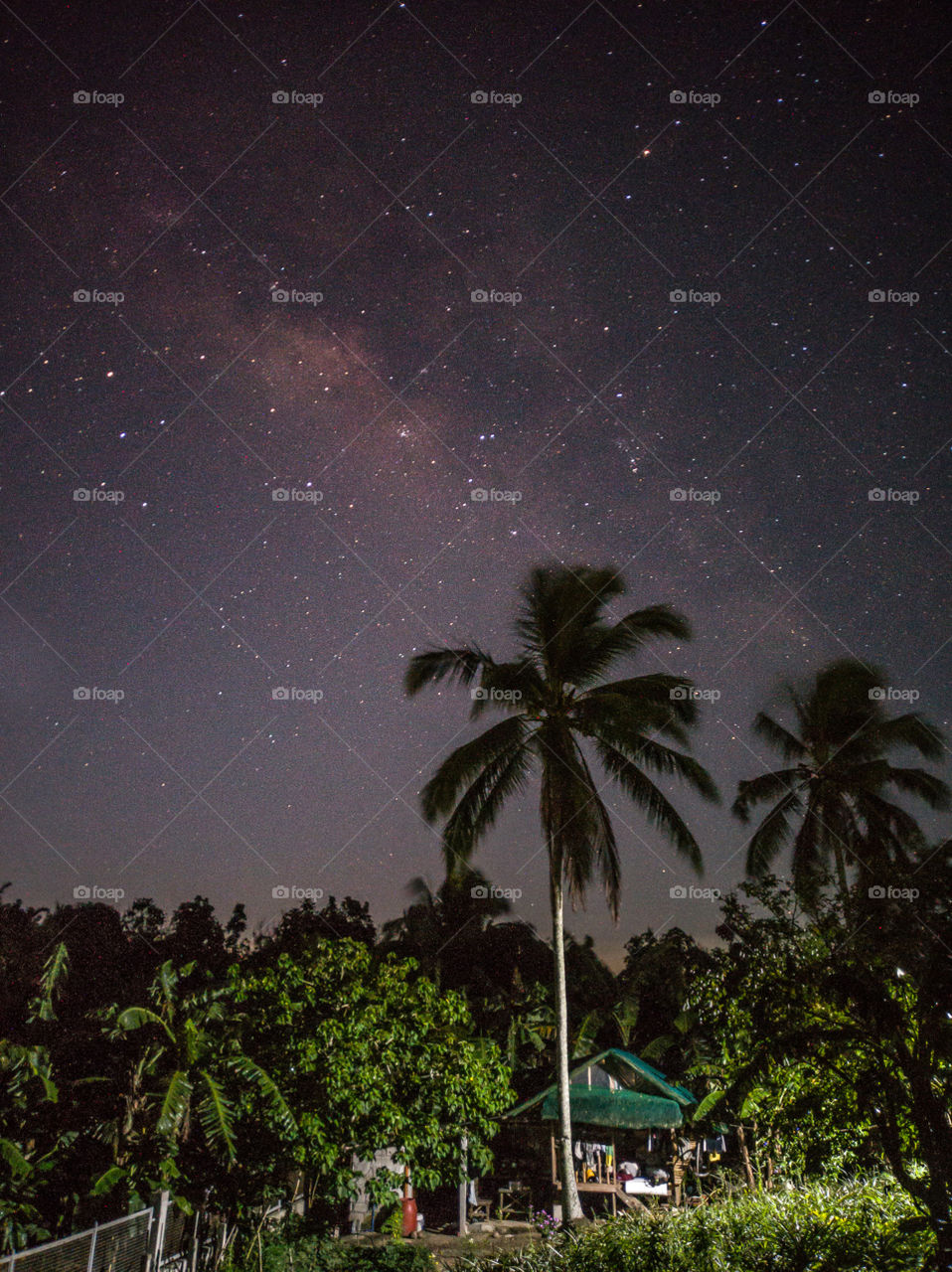 Milky way over a farm