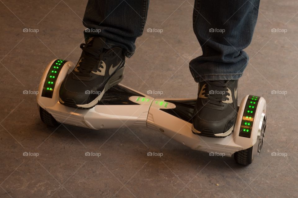 A hover board in use