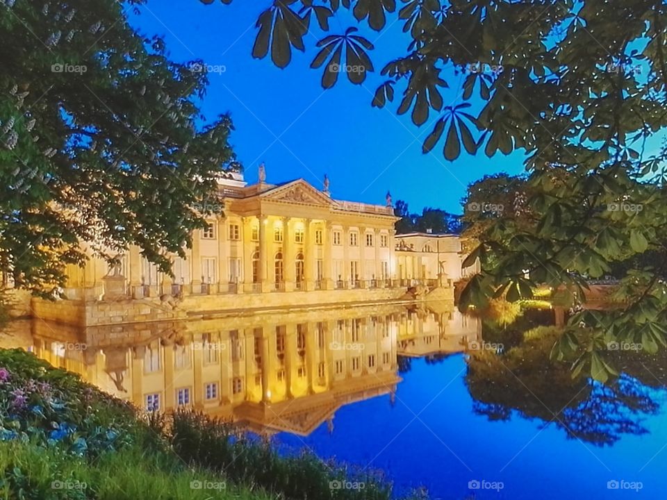 Beautiful palace reflecting on lake