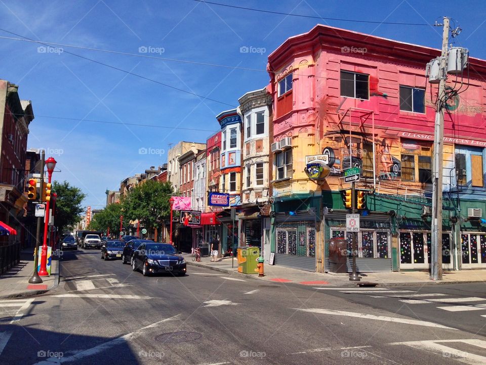 Streets of Philadelphia . Streets of Pholadephia full of colorful houses near Italian market