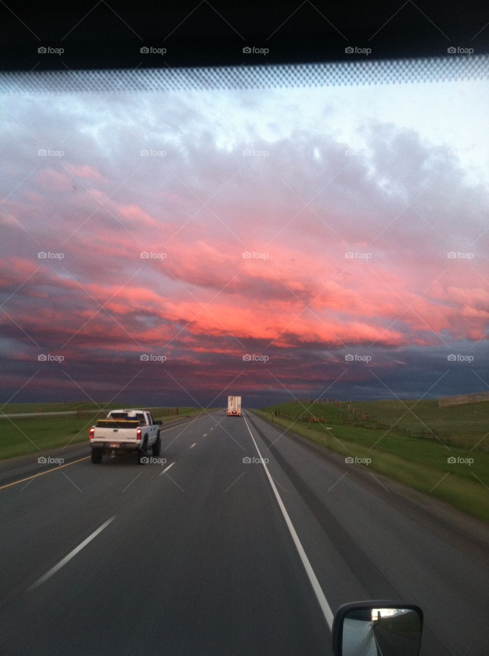 so red. eastbound at sunset.