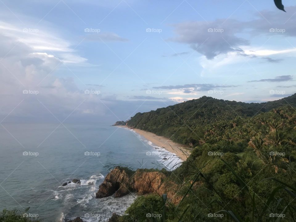 Bahía verde en la playa