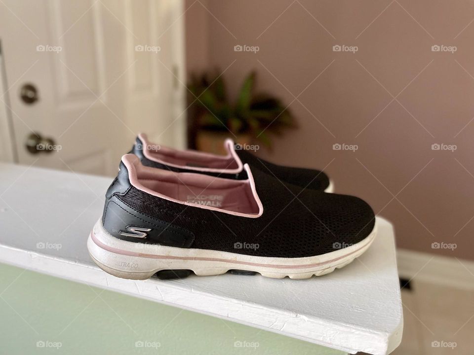 Sketchers slip on shoes, product photography, shoes that are good for work