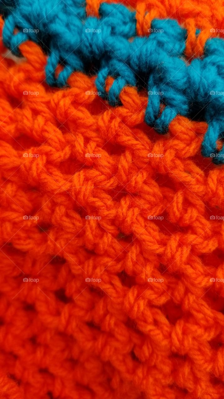 Orange and Blue crochet swatch