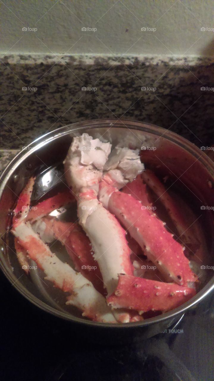 "Crab Pot"- a boiler of king crab legs being prepared for boiling
