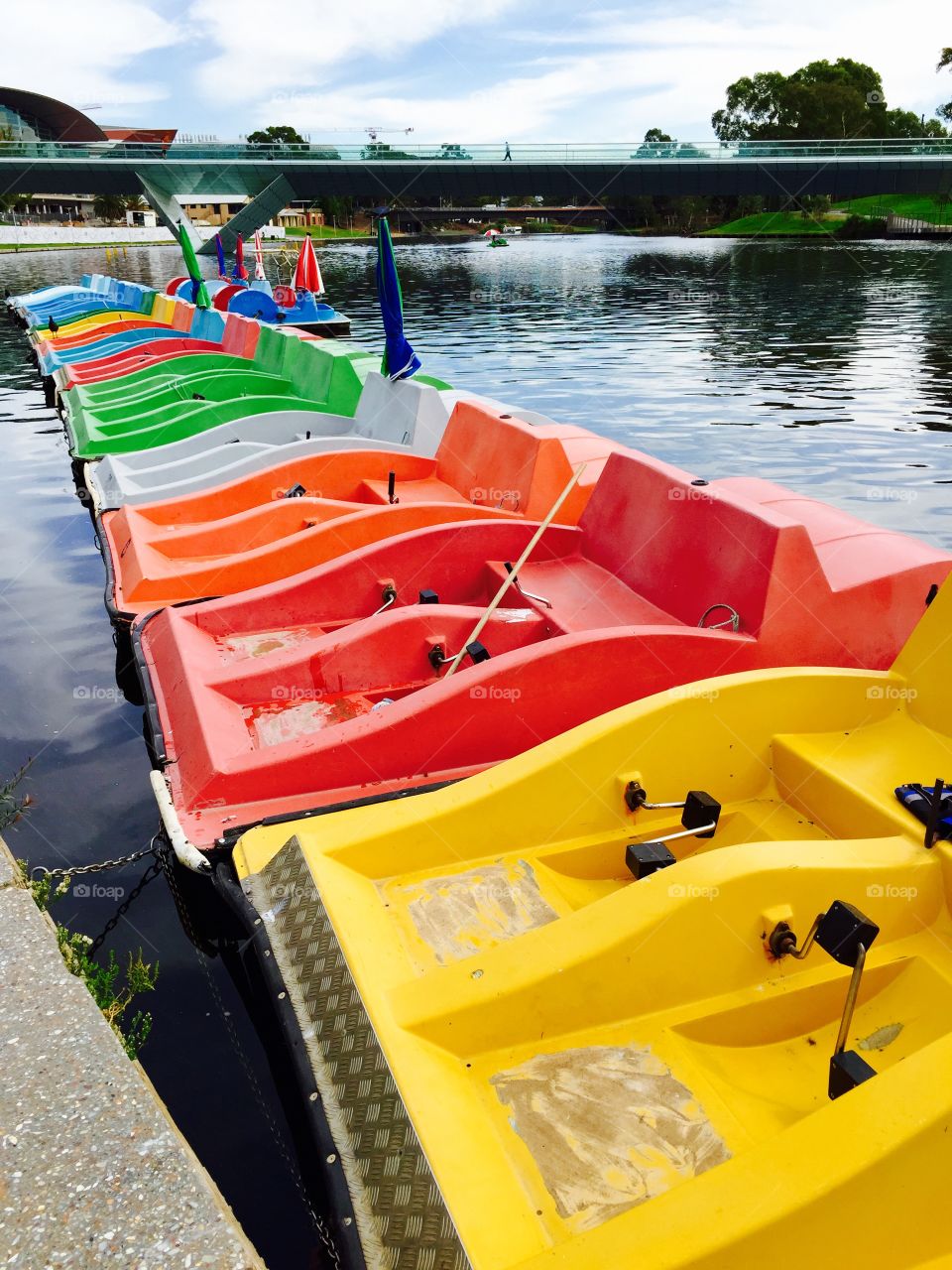 Adelaide Paddle boats. Colourful Paddle boats on the River Torrens Adelaide