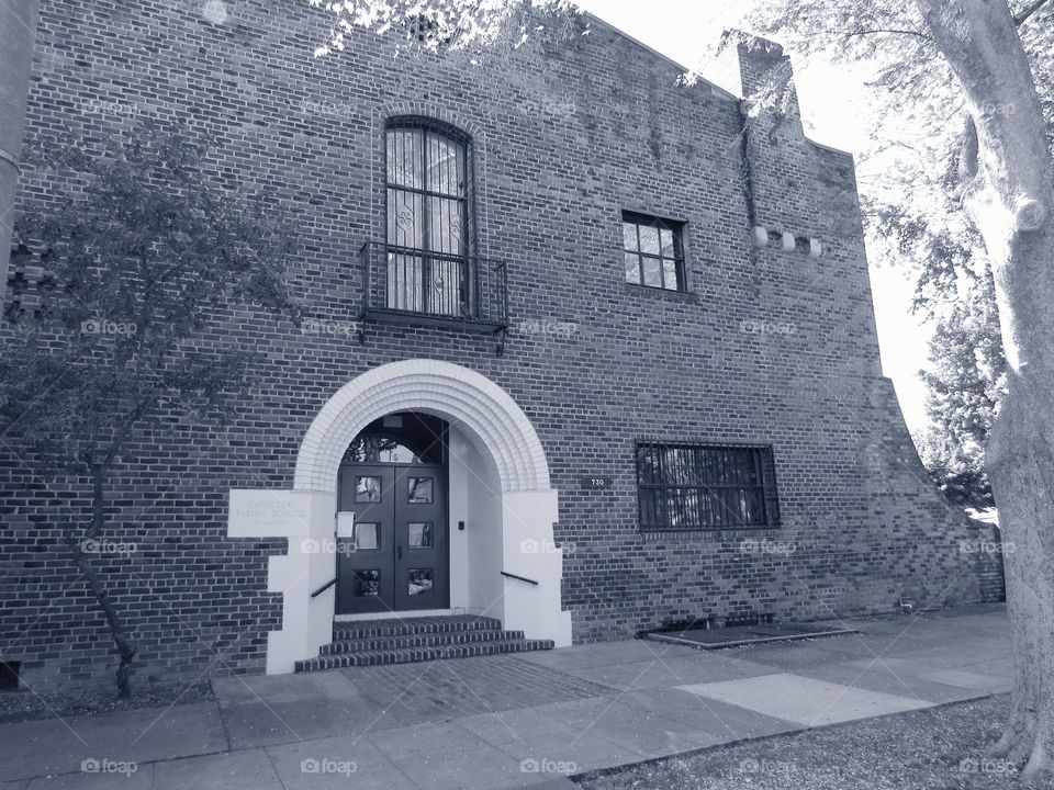 school building. downtown Sacramento brick school building