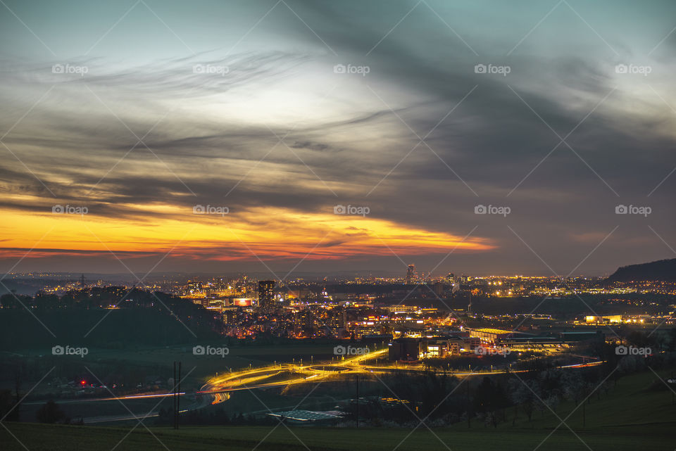 Night view on Basel city ,Switzerland