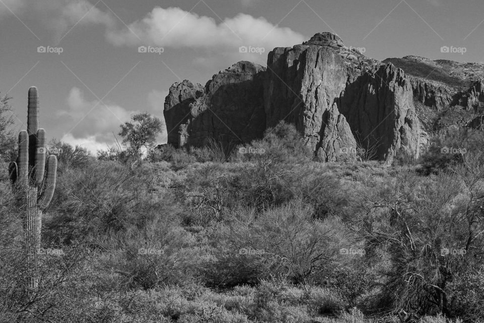 The iconic Superstition Mountain range east of Phoenix Arizona is a beautiful landmark