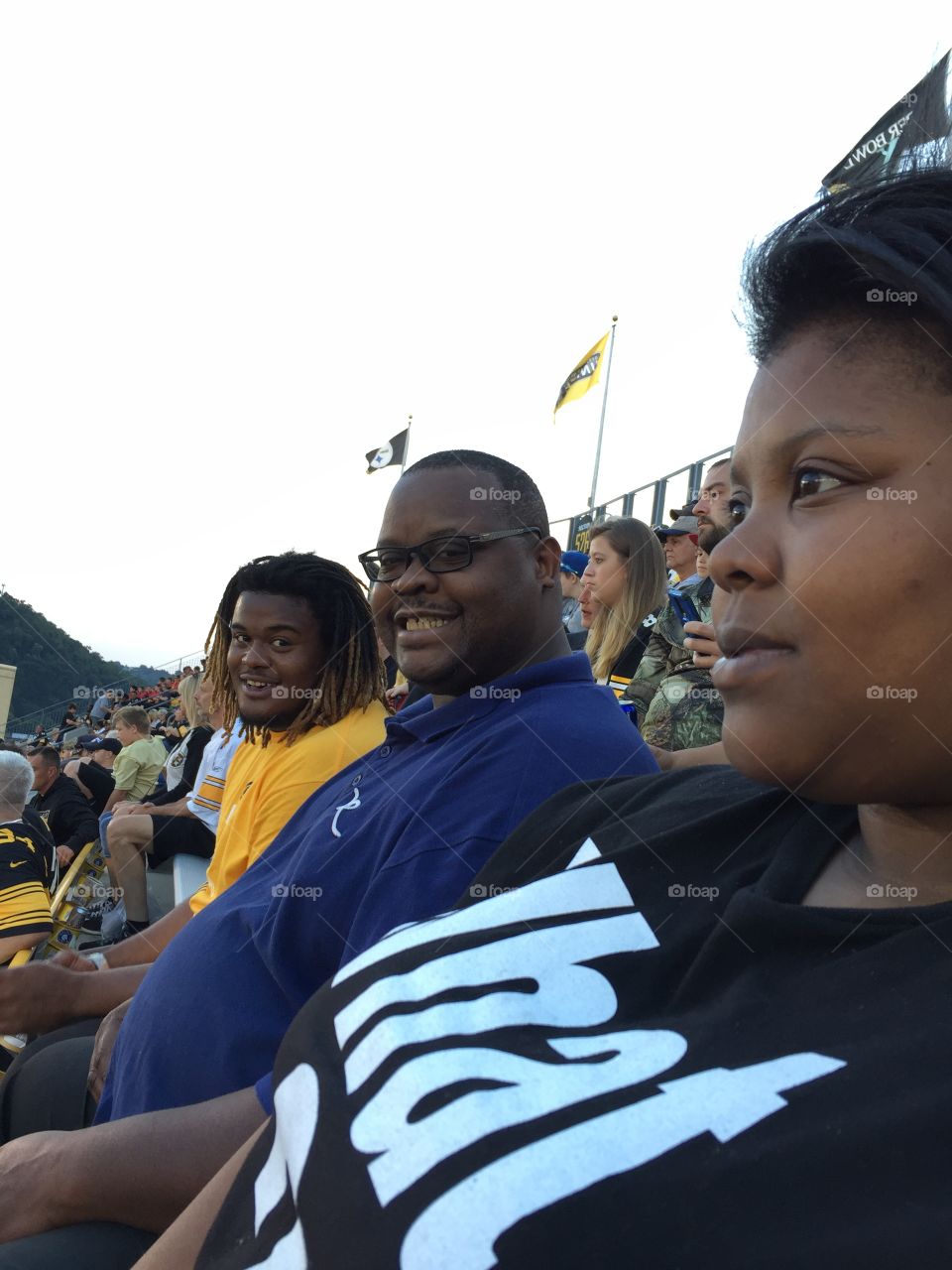 Here WeGo Steelers, Here we go!! My beloved son, husband and daughter awaiting the start of the game at Hienz field.