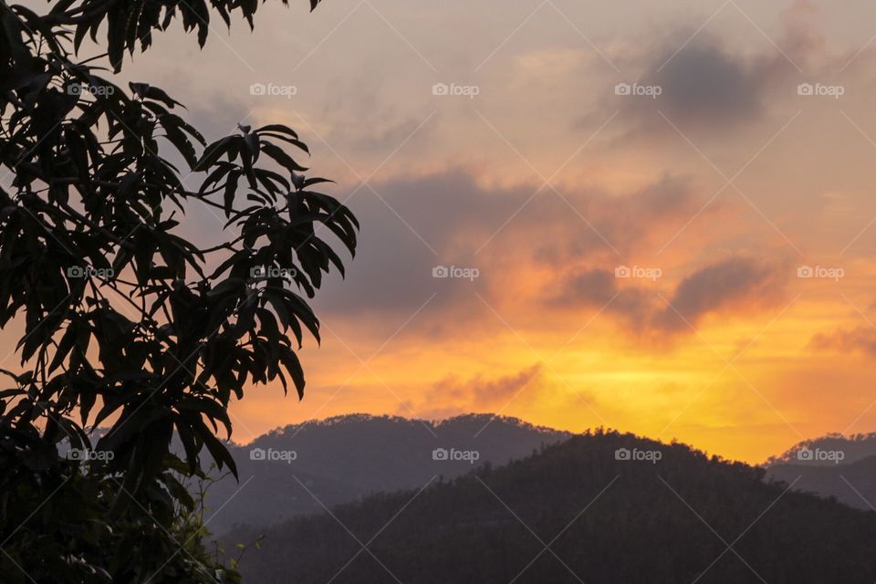 Struggling to catch the last minutes  sunset behind a mountains...