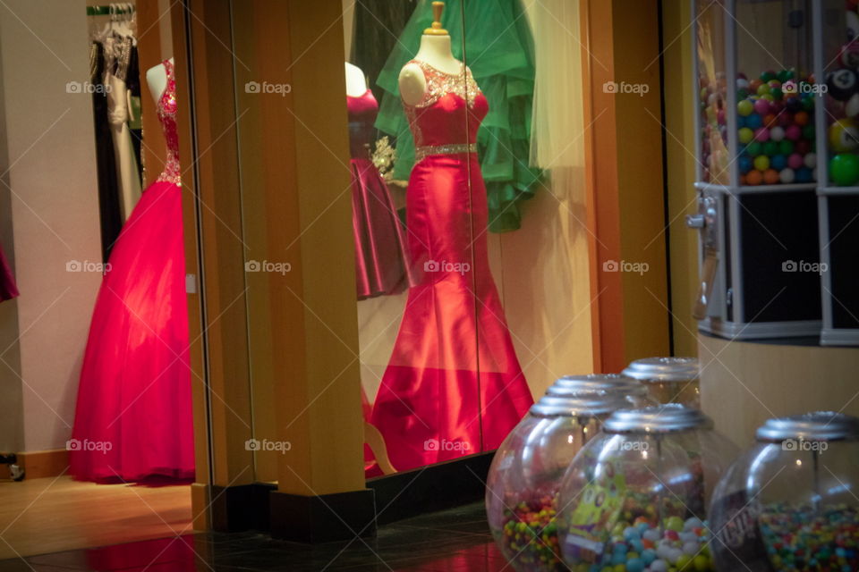 Red dress and candy machines