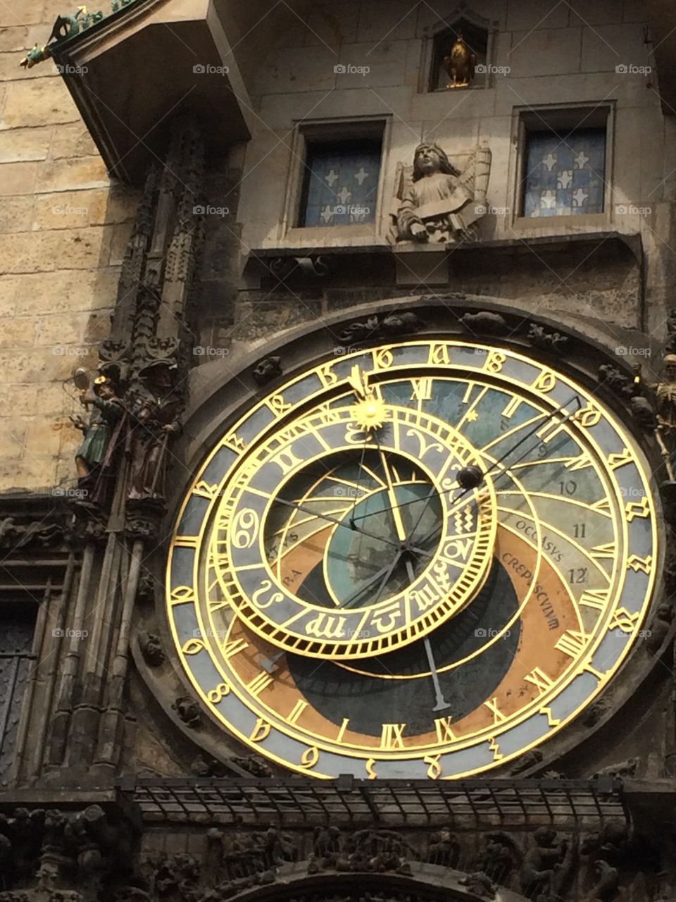 Vintage Clock in old Square market in Prague