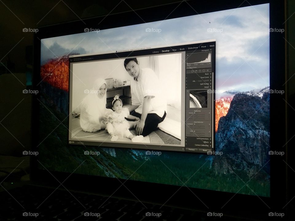 Family photo on screen