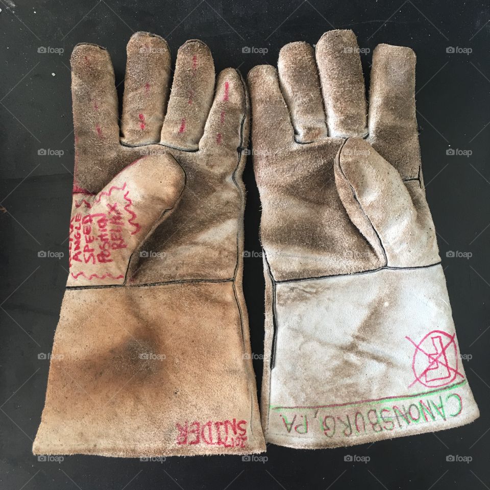 Old dirty welding gloves 