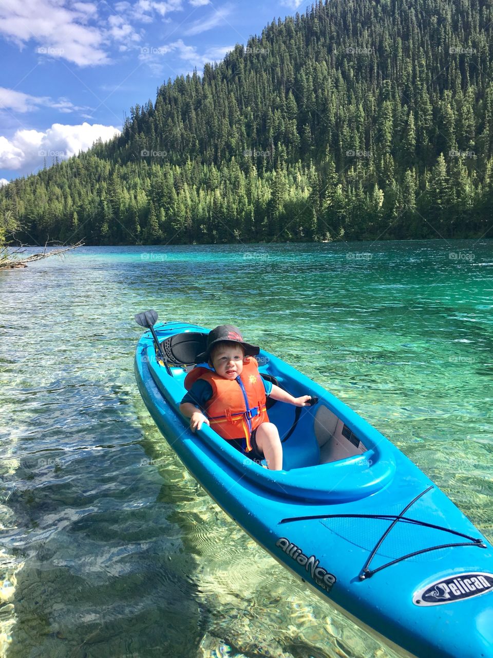 Canoe on the lake in British Columbia, Canada. 