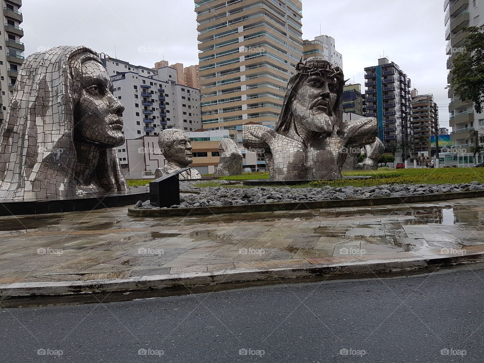 Monument in the city square of Santos