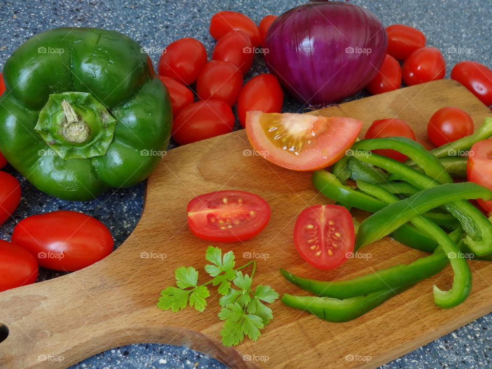 Fresh and colorful salad ingredients