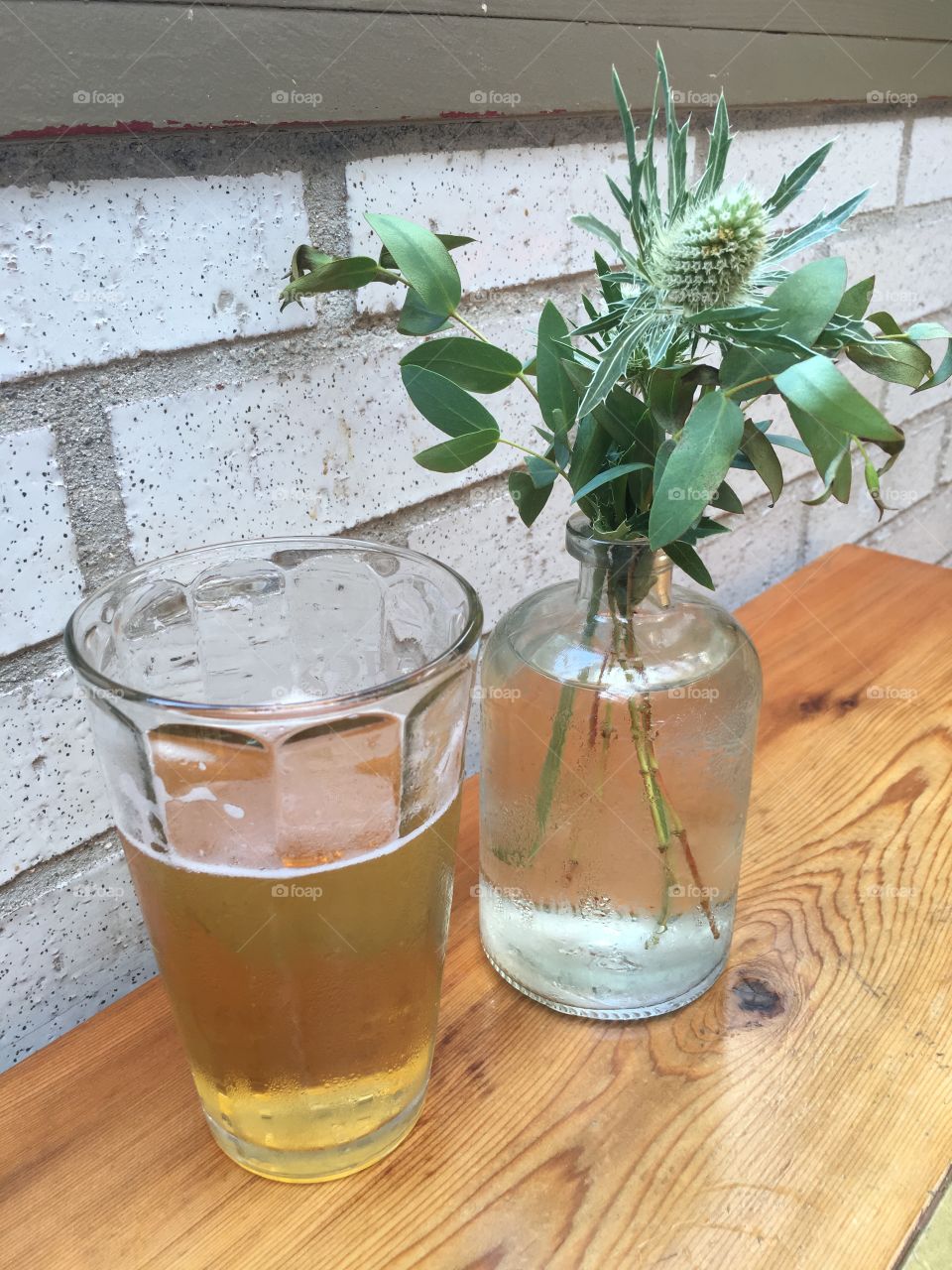 Beer with hops flower in vase
