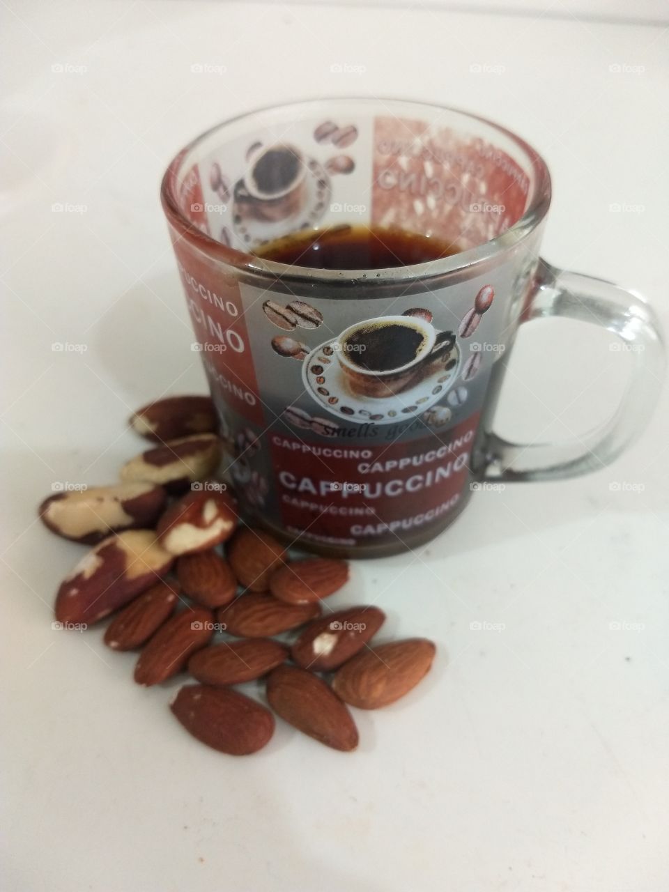 My coffee mug almonds and Brazilian nuts
