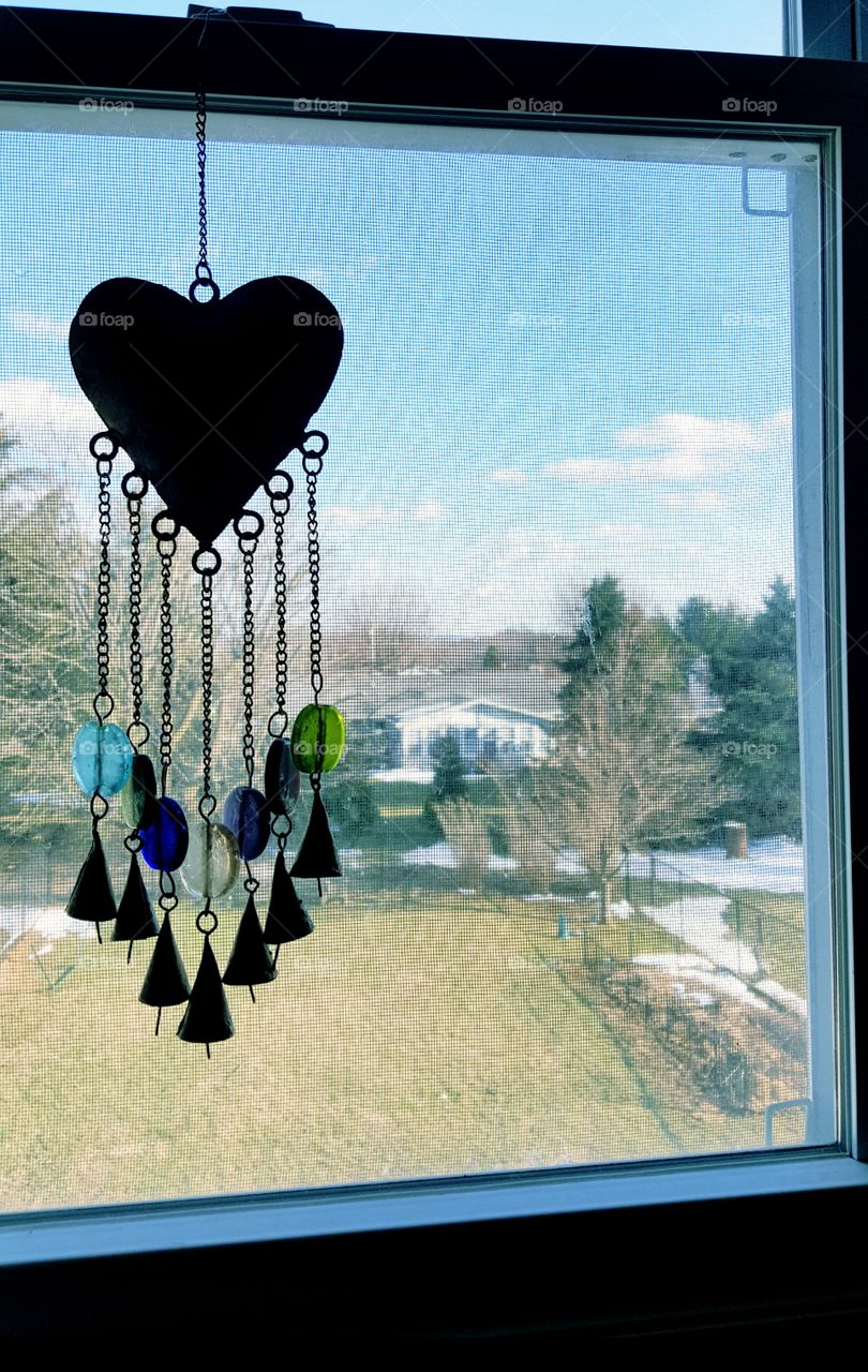 wind chime on window