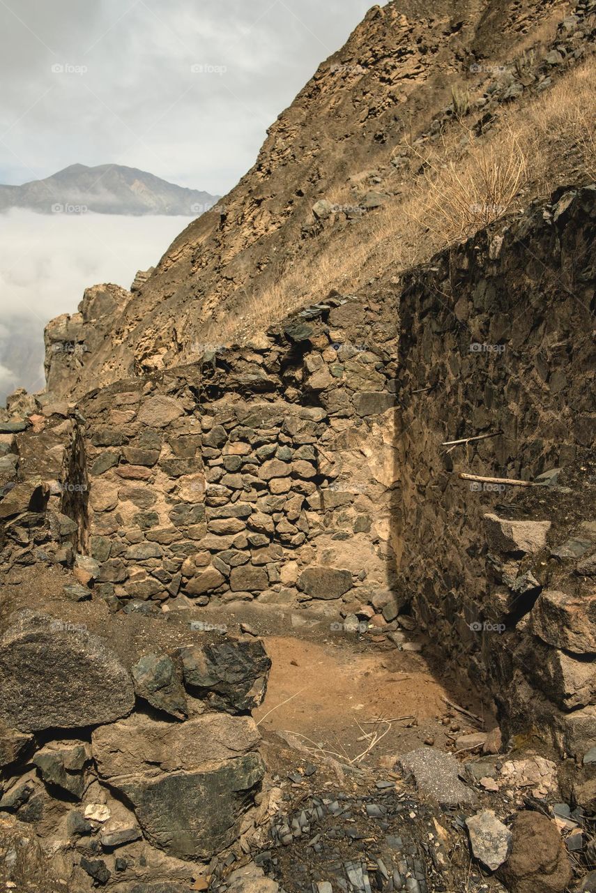 Stone house from the Spanish colonial period in Peru. Old house