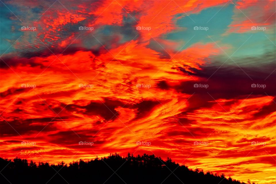 Sunset looks like sky is on fire