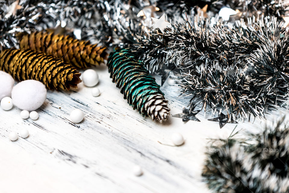 gold and white rustic Christmas background