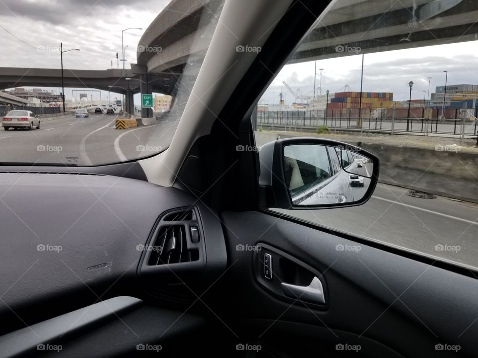 rear view mirror in Seattle traffic