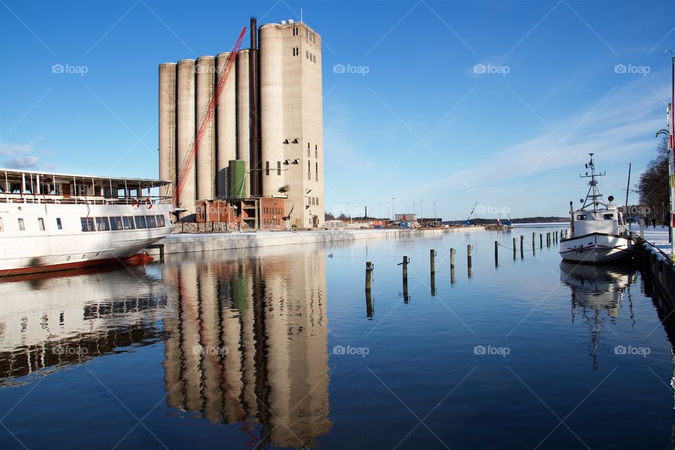 Silo at the harbor in Norrtälje, Sweden 