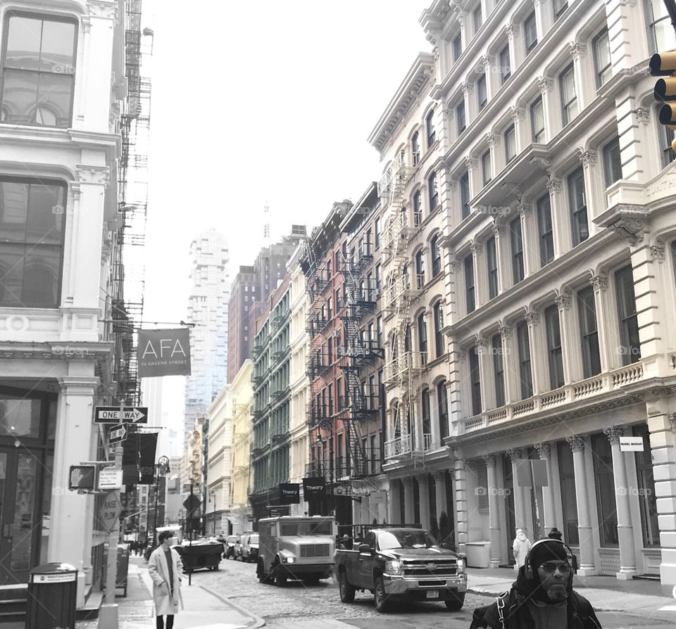 Part black and white and color photo I shot in SOHO, New York City 