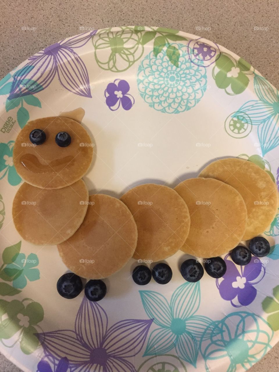 Food art. Pancake caterpillar 