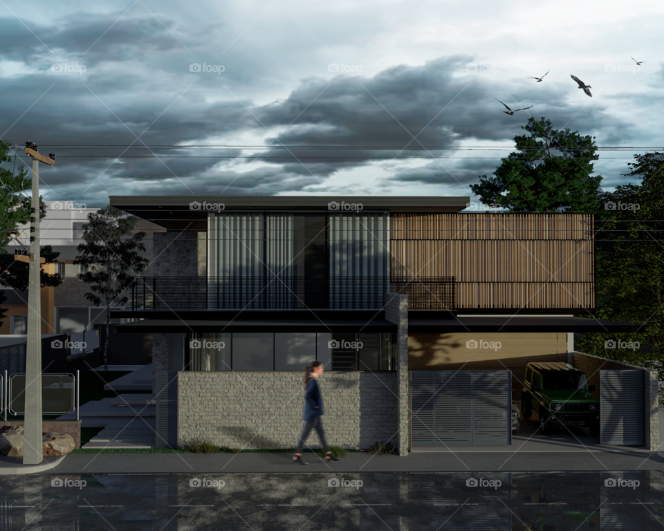 House render 3D. Render de uma casa.