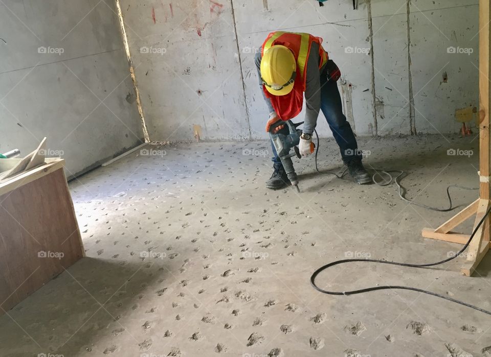 Construction work floor chipping