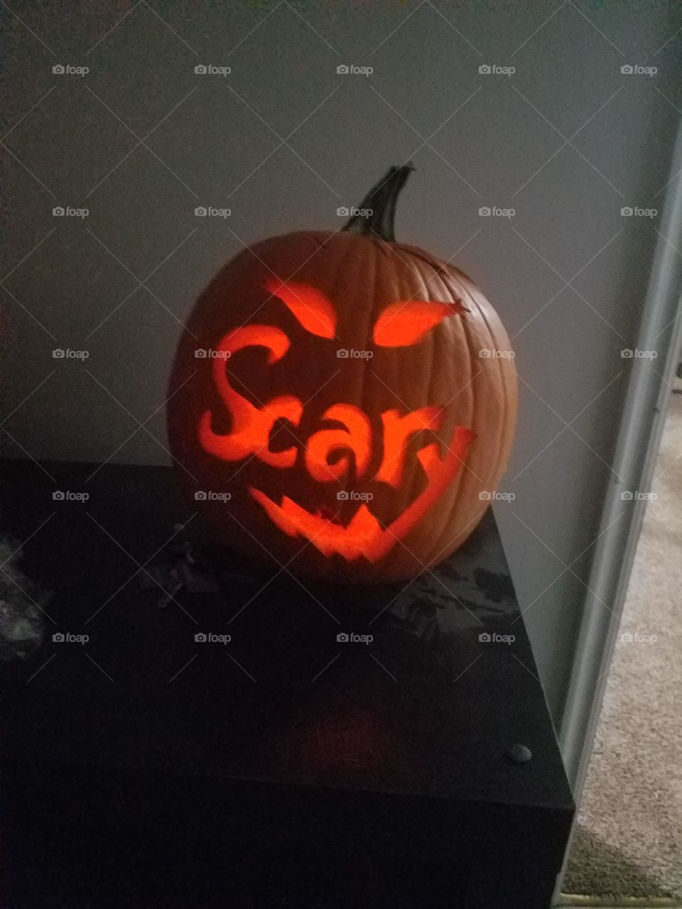 Scary pumpkin carving done for Halloween
