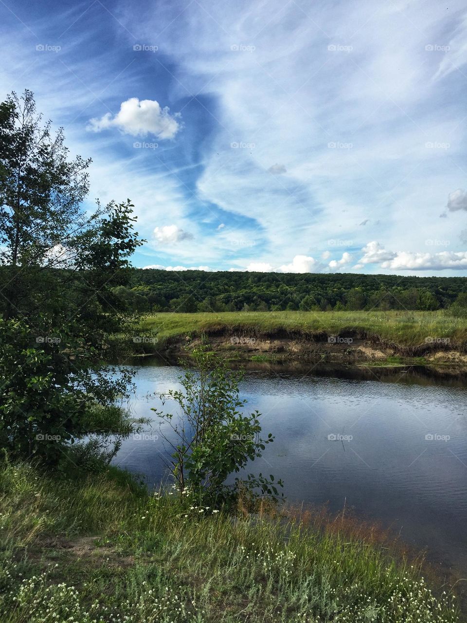 Nature landscape. Sky, lake