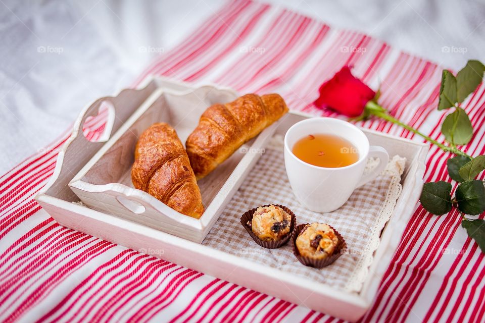 Morning breakfast in bed