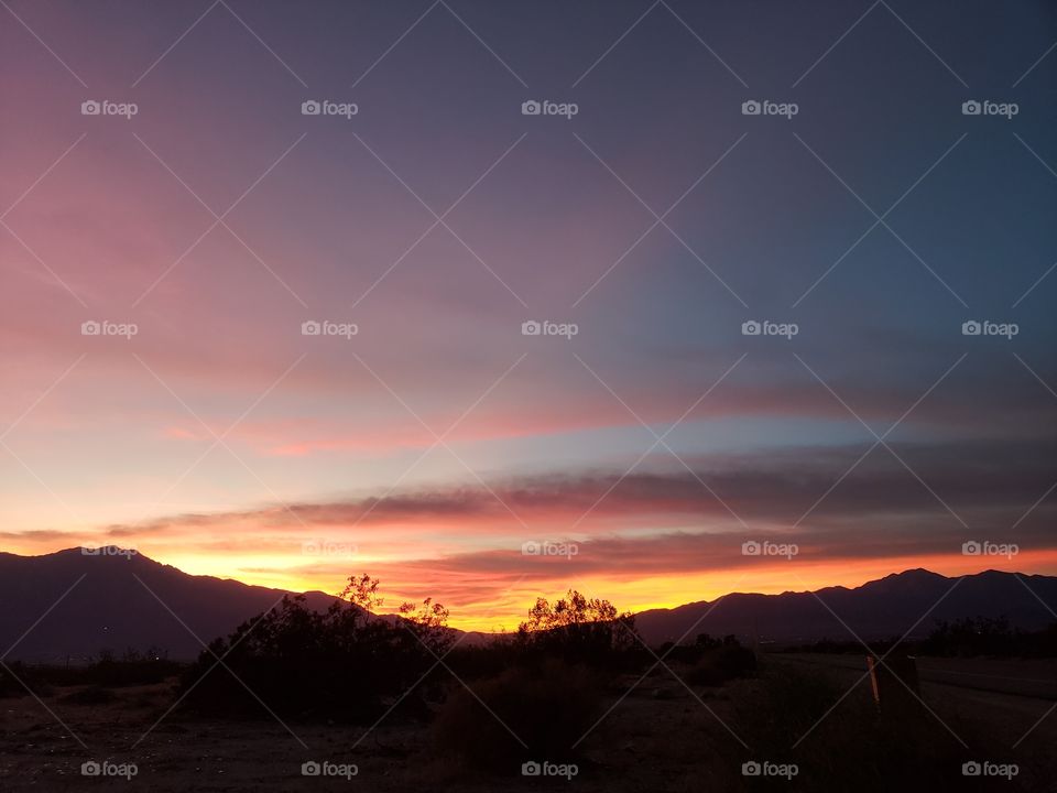 sunset over the desert