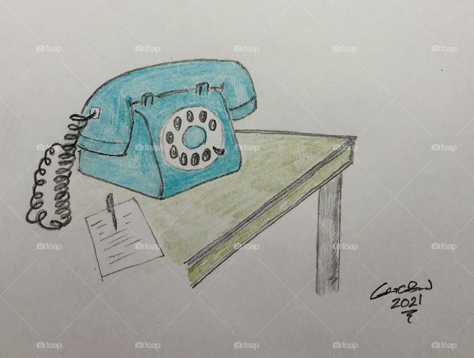 Old Rotary Phone on Formica Table