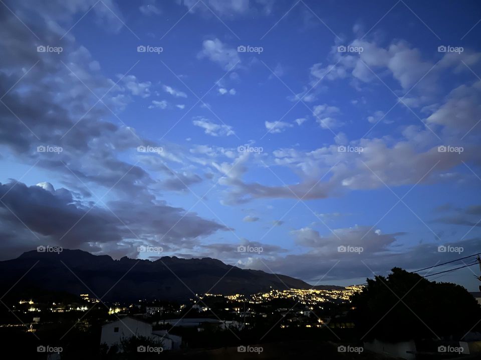 Night#town#view#clouds