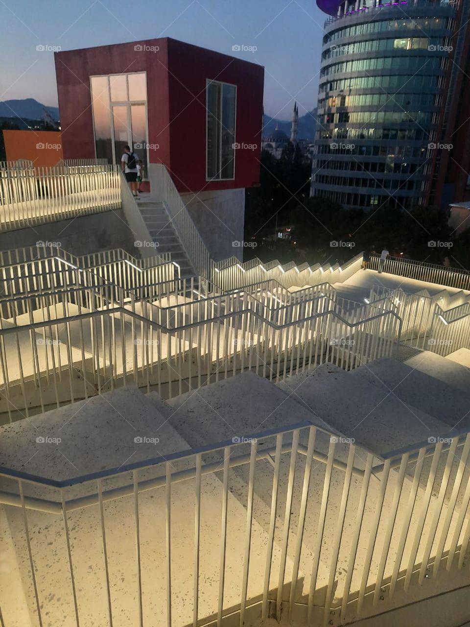 Lighted stairs af the pyramid