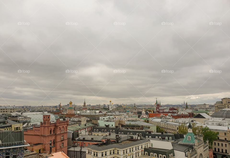 View of the historical center of spring Moscow from above
