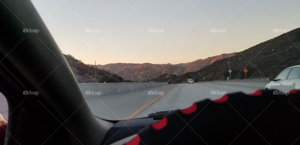 Driving at Sunset