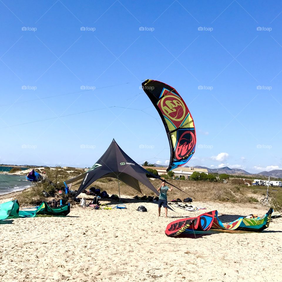 Kitesurfing camp at Porto Bote Sardegna Italy